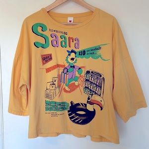 Farm Rio brazil exclusive Ze Carioca boxy t shirt tee yellow size medium